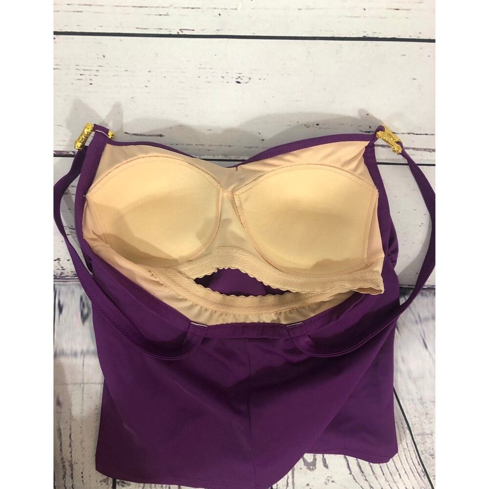 Lands End Tankini & skort set purple With gold accents color size 4 - Picture 8 of 12